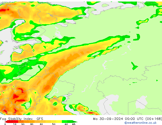 Fog Stability Index GFS ma 30.09.2024 00 UTC