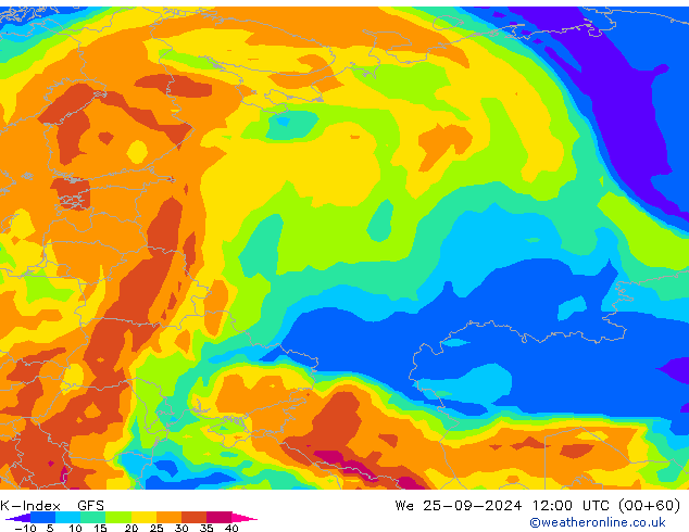 K-Index GFS śro. 25.09.2024 12 UTC