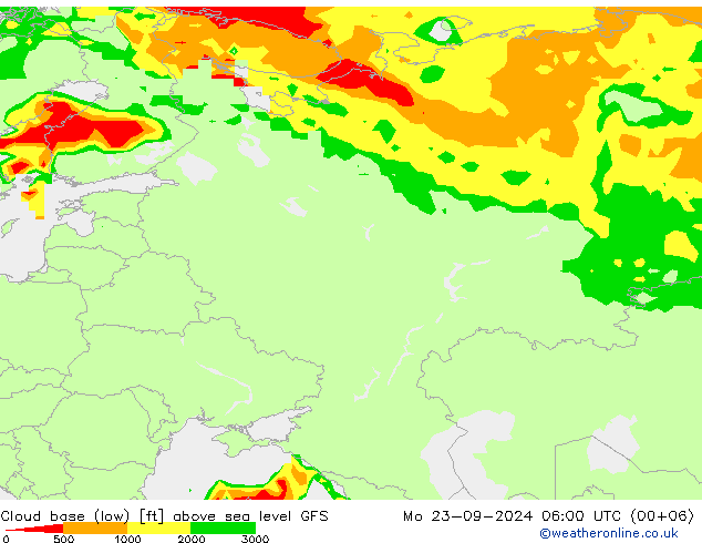 Cloud base (low) GFS Po 23.09.2024 06 UTC