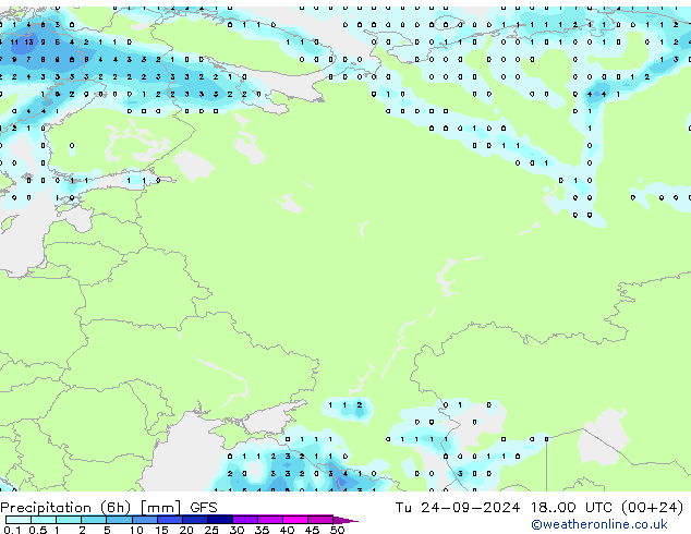 Z500/Rain (+SLP)/Z850 GFS wto. 24.09.2024 00 UTC