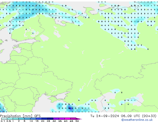 Niederschlag GFS Di 24.09.2024 09 UTC