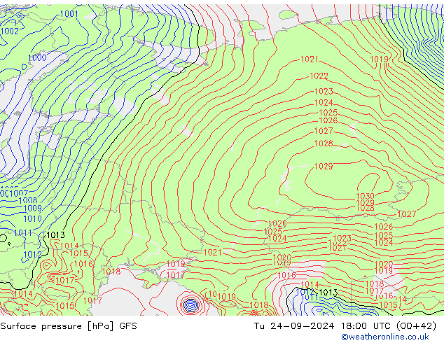 Luchtdruk (Grond) GFS di 24.09.2024 18 UTC