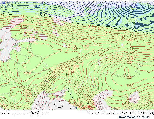 GFS: Po 30.09.2024 12 UTC