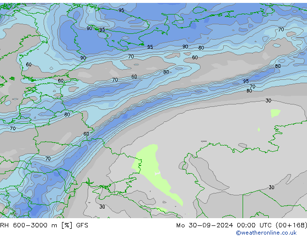 RH 600-3000 m GFS Mo 30.09.2024 00 UTC