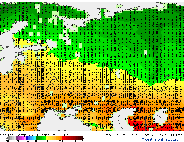 temp. mín./solo (0-10cm) GFS Seg 23.09.2024 18 UTC