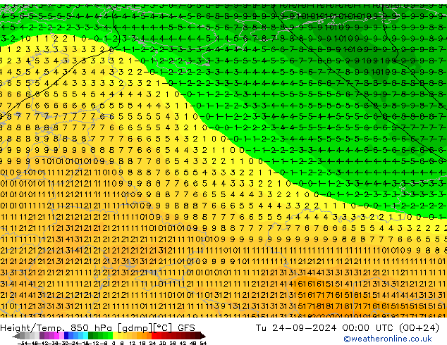 Z500/Rain (+SLP)/Z850 GFS wto. 24.09.2024 00 UTC