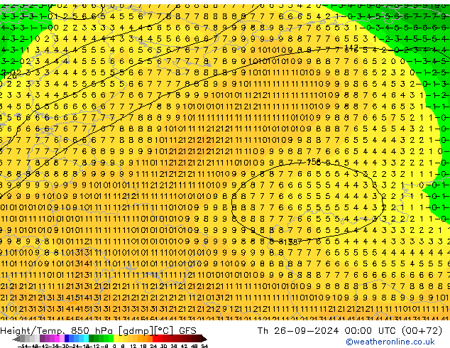 Z500/Rain (+SLP)/Z850 GFS Th 26.09.2024 00 UTC