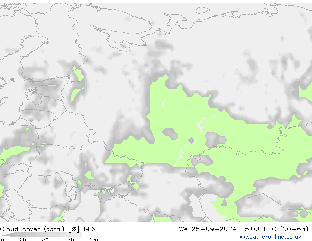 Cloud cover (total) GFS We 25.09.2024 15 UTC