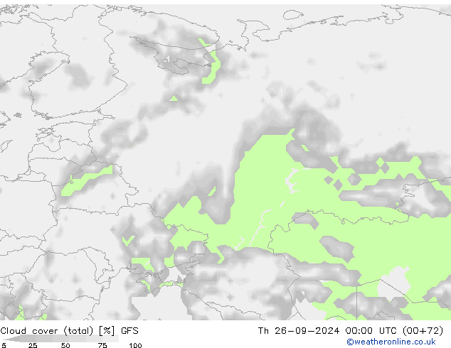 nuvens (total) GFS Qui 26.09.2024 00 UTC