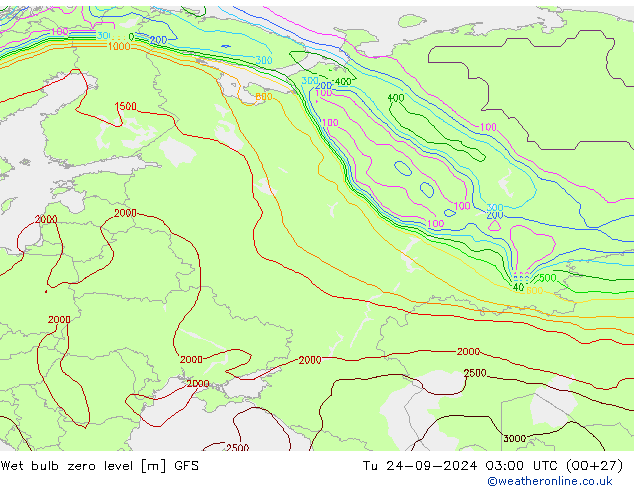 Theta-W Sıfır Seviyesi GFS Sa 24.09.2024 03 UTC