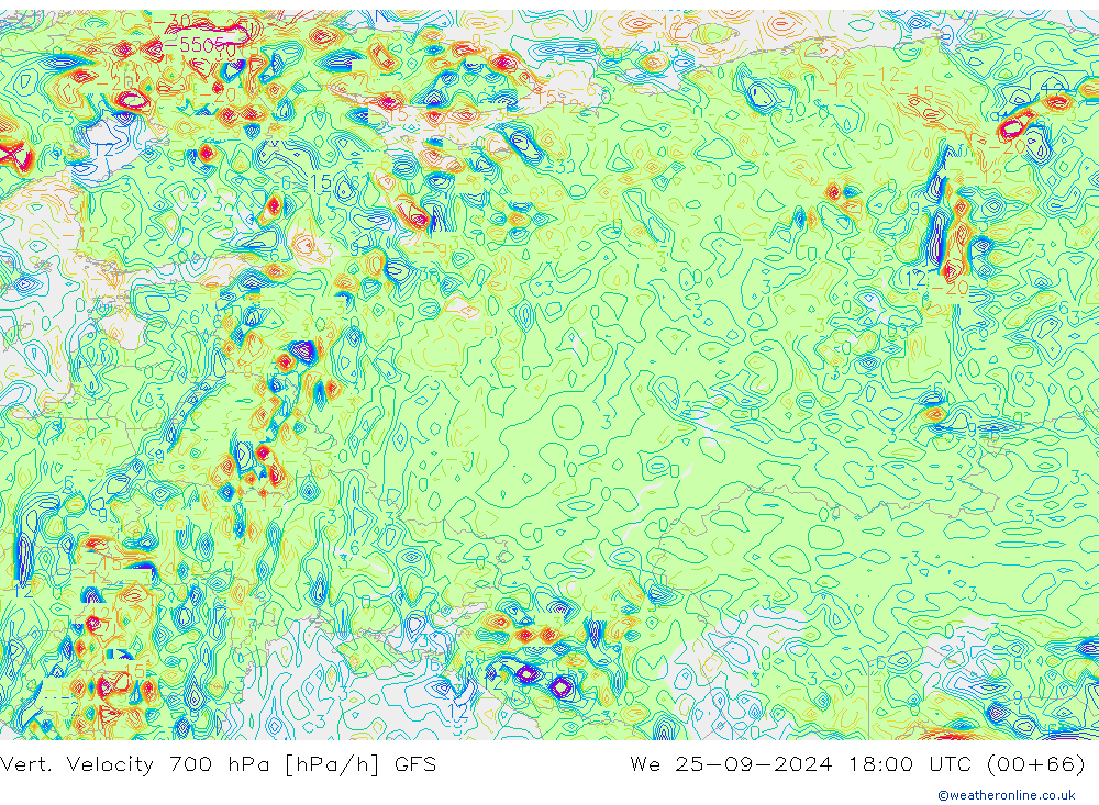 Vert. Velocity 700 hPa GFS Qua 25.09.2024 18 UTC