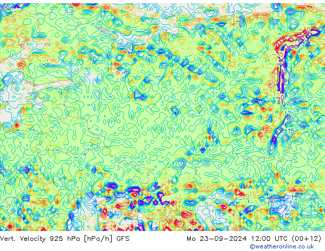 Vert. Velocity 925 гПа GFS пн 23.09.2024 12 UTC