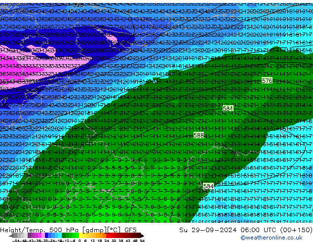 Géop./Temp. 500 hPa GFS dim 29.09.2024 06 UTC