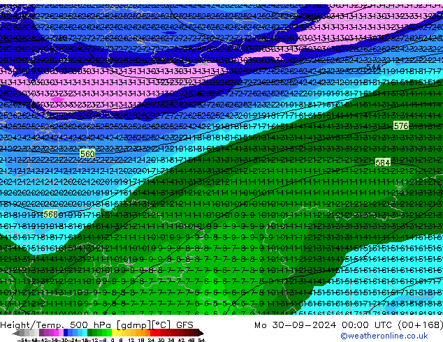 Height/Temp. 500 hPa GFS  30.09.2024 00 UTC