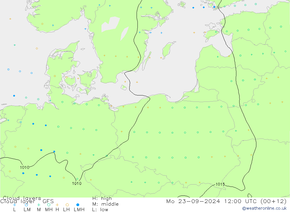 Cloud layer GFS lun 23.09.2024 12 UTC