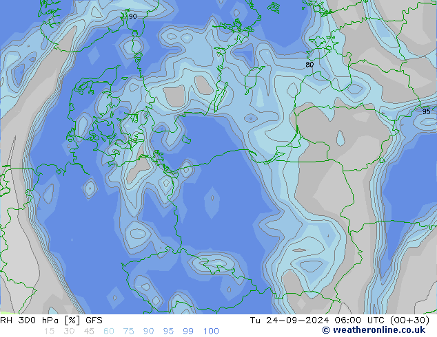 RH 300 hPa GFS  24.09.2024 06 UTC