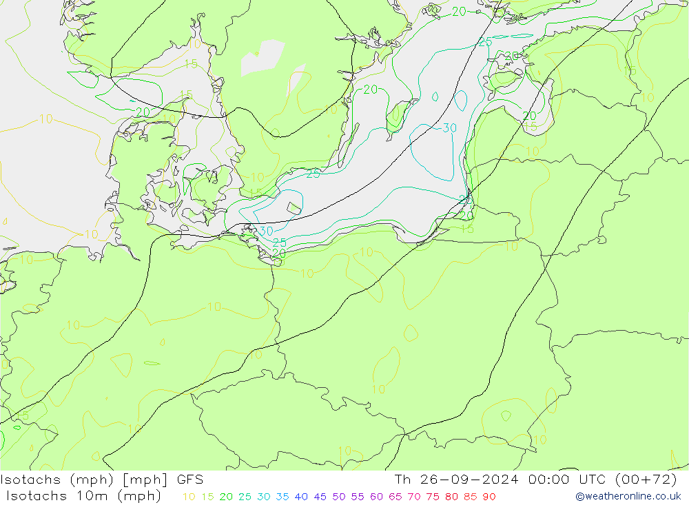 Isotachs (mph) GFS Th 26.09.2024 00 UTC