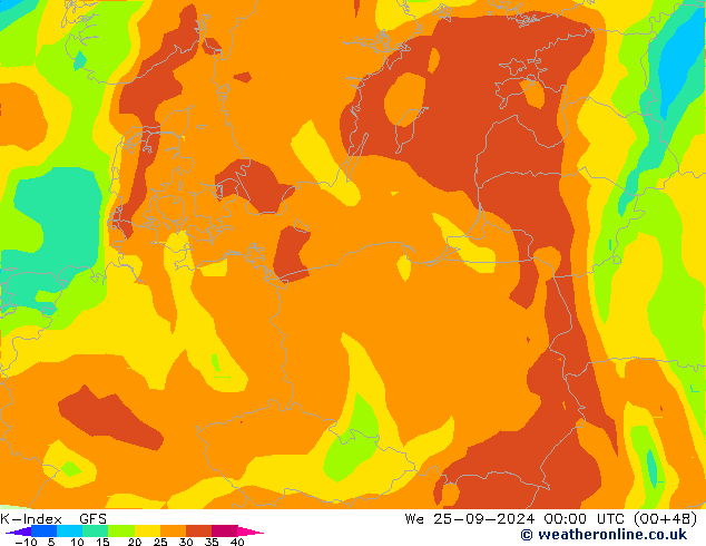 K-Index GFS Qua 25.09.2024 00 UTC