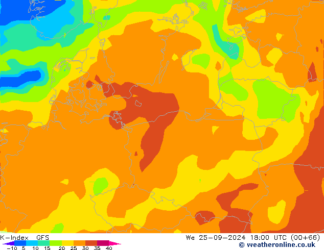 K-İndeksi GFS Çar 25.09.2024 18 UTC