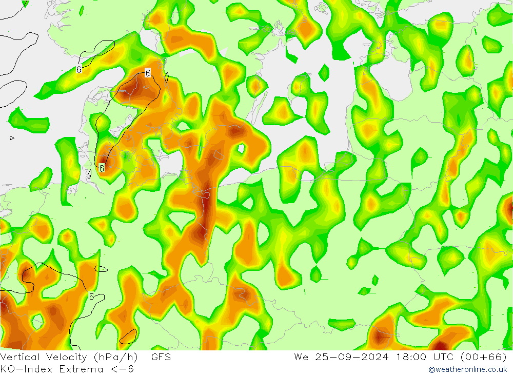 Convection-Index GFS mer 25.09.2024 18 UTC