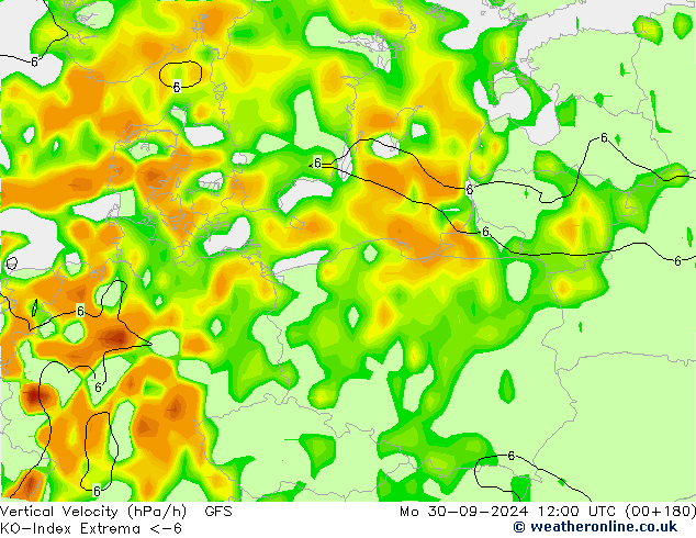 Convection-Index GFS пн 30.09.2024 12 UTC