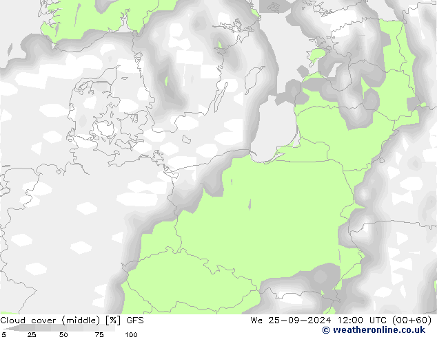 nuvens (médio) GFS Qua 25.09.2024 12 UTC