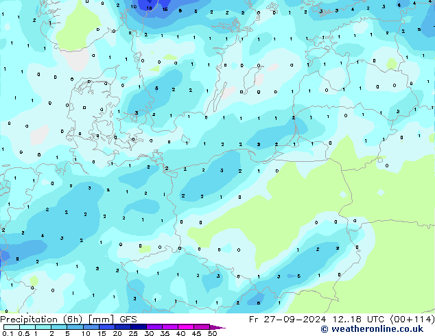 Z500/Yağmur (+YB)/Z850 GFS Cu 27.09.2024 18 UTC