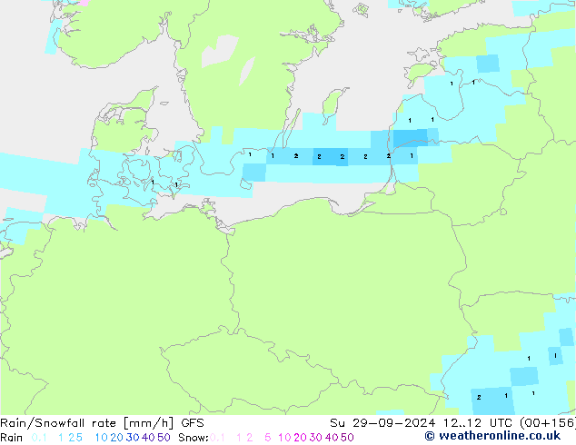 Rain/Snowfall rate GFS dom 29.09.2024 12 UTC