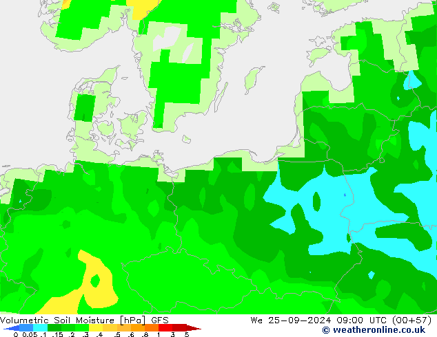 Volumetric Soil Moisture GFS mer 25.09.2024 09 UTC