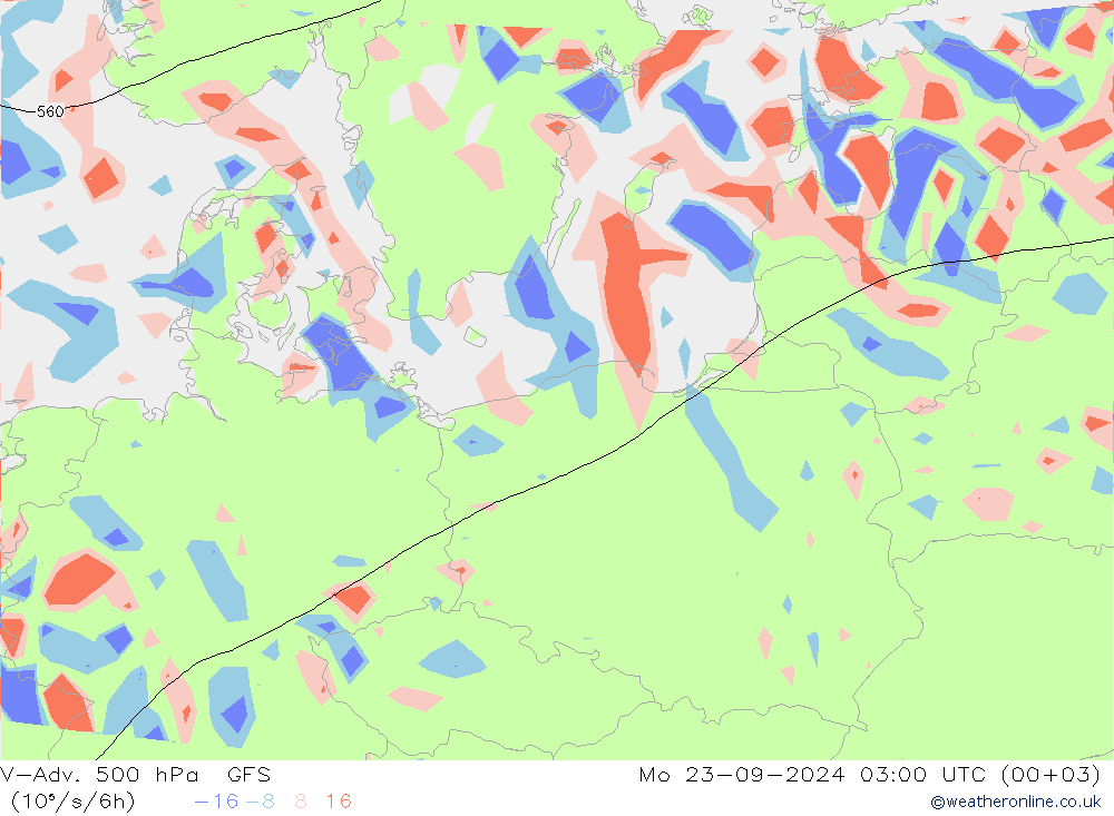 V-Adv. 500 hPa GFS lun 23.09.2024 03 UTC