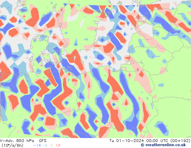 V-Adv. 850 hPa GFS Tu 01.10.2024 00 UTC