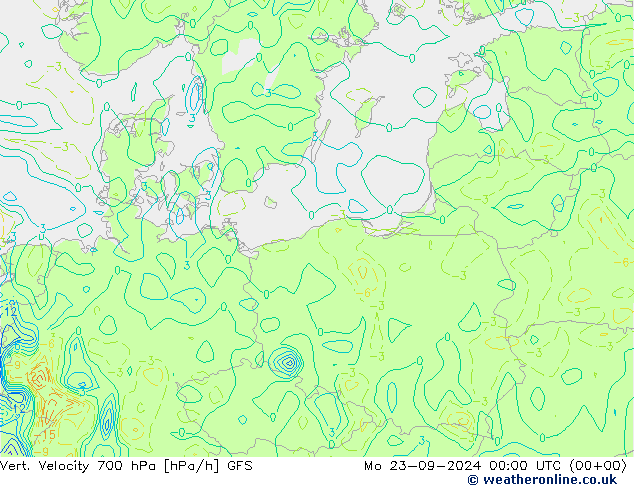 Vert. Velocity 700 гПа GFS пн 23.09.2024 00 UTC