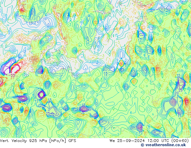 Vert. Velocity 925 hPa GFS Qua 25.09.2024 12 UTC