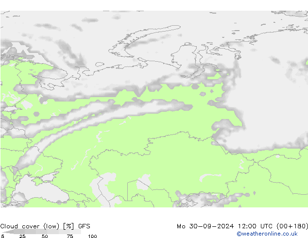 Nubes bajas GFS lun 30.09.2024 12 UTC