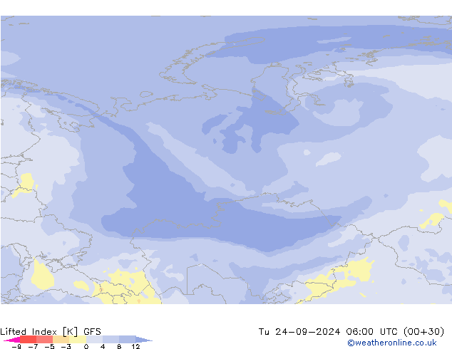 Lifted Index GFS Tu 24.09.2024 06 UTC