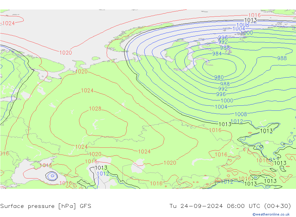 Luchtdruk (Grond) GFS di 24.09.2024 06 UTC