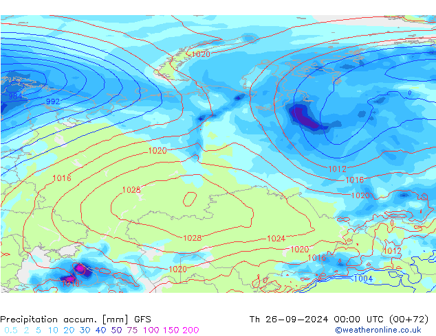 Precipitation accum. GFS Qui 26.09.2024 00 UTC