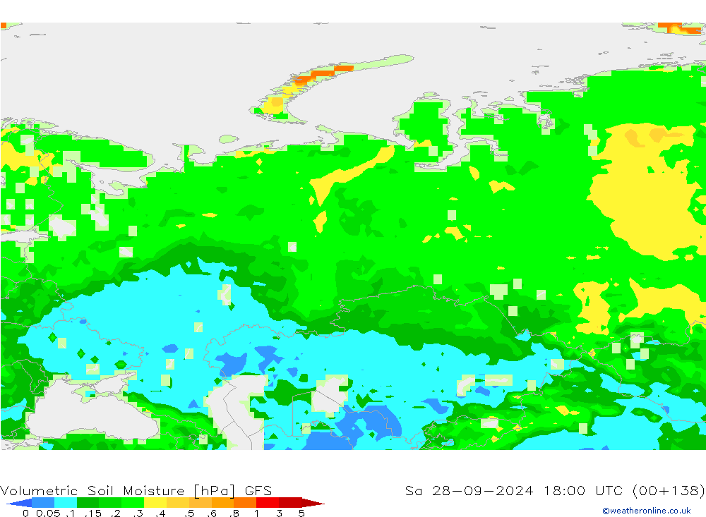 Volumetric Soil Moisture GFS sab 28.09.2024 18 UTC