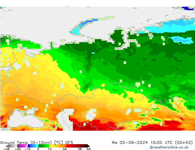 Temperatur 0-10 cm GFS Mi 25.09.2024 15 UTC