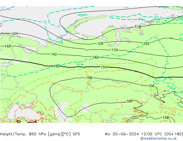 Z500/Yağmur (+YB)/Z850 GFS Pzt 30.09.2024 12 UTC