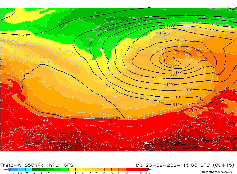 Theta-W 850hPa GFS Mo 23.09.2024 15 UTC