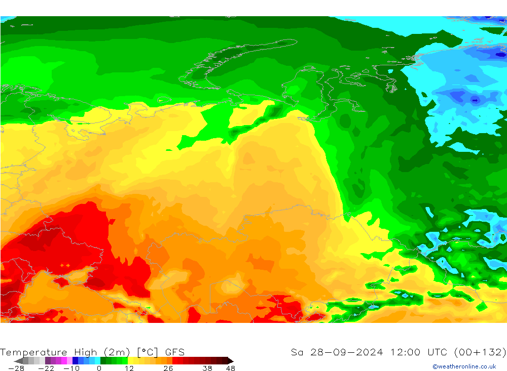 Temperature High (2m) GFS September 2024