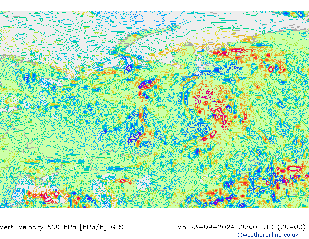 Vert. Velocity 500 гПа GFS пн 23.09.2024 00 UTC