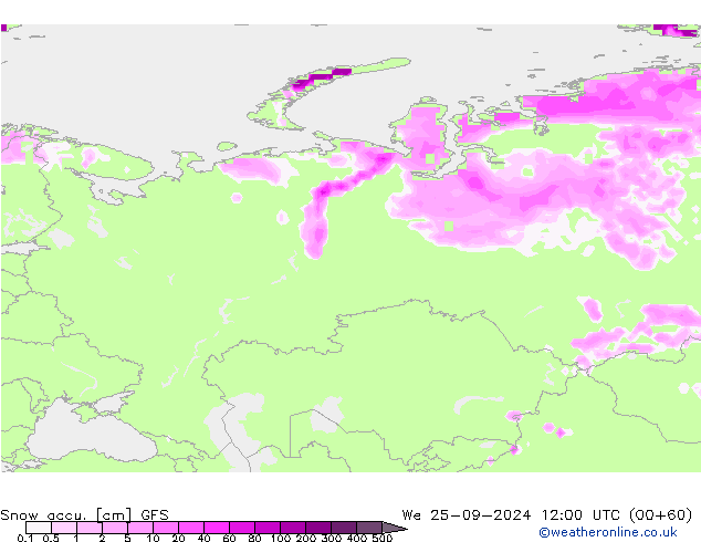 Toplam Kar GFS Çar 25.09.2024 12 UTC