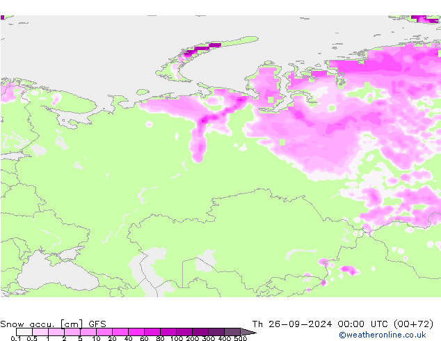 Snow accu. GFS czw. 26.09.2024 00 UTC