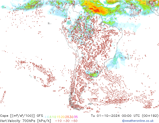 Cape GFS Di 01.10.2024 00 UTC