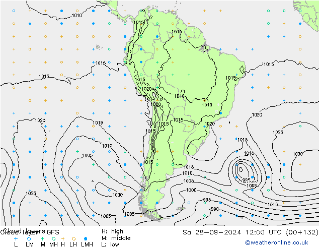 Cloud layer GFS sam 28.09.2024 12 UTC