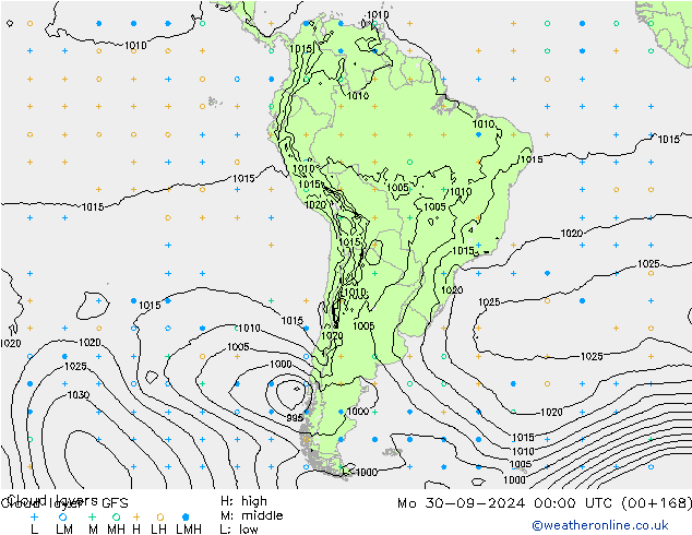 Wolkenlagen GFS ma 30.09.2024 00 UTC