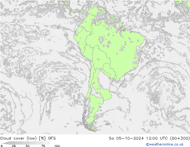 nuvens (baixo) GFS Sáb 05.10.2024 12 UTC