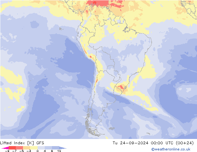 Lifted Index GFS Di 24.09.2024 00 UTC